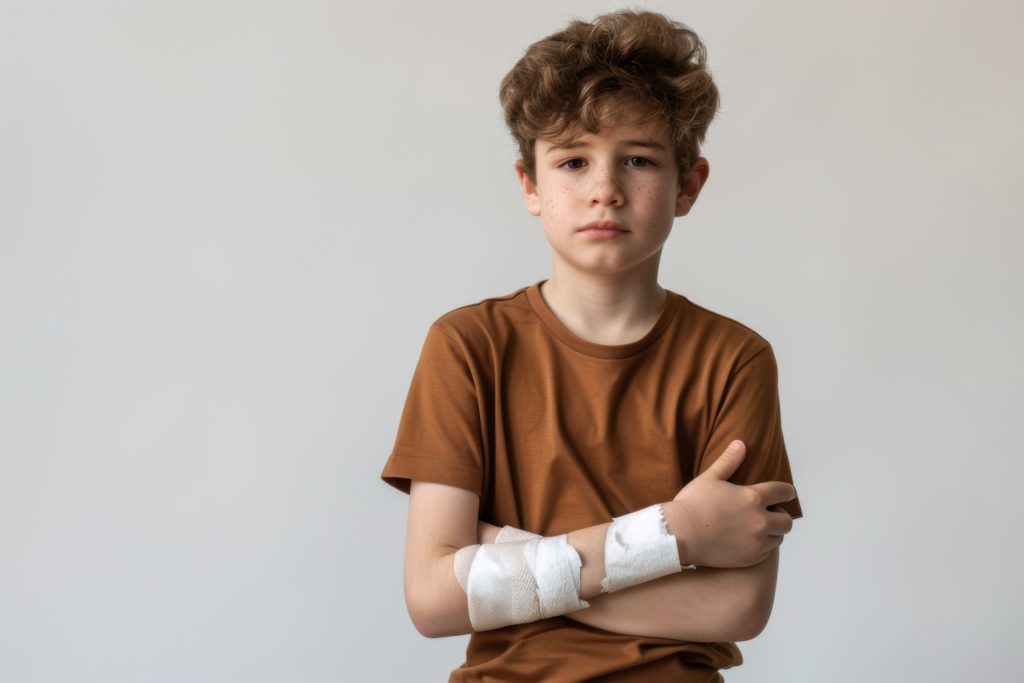 ילד עם גבס